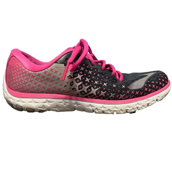 Brooks PureFlow 5 Pink/Black/Gray Running Sneaker Shoes Womens Size 8 Casual - Picture 1 of 16